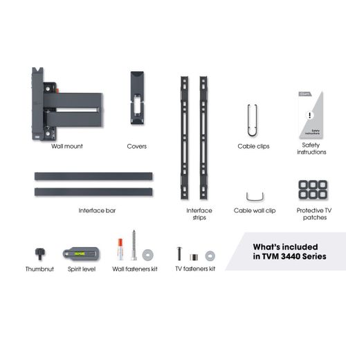 Vogels TVM3443, zidni nosač za ekrane od 32"-65", nagib do 20° pomak 180°, 25kg slika 6