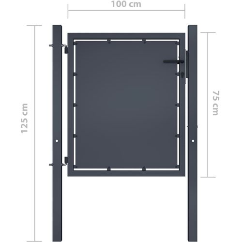 Vrtna vrata čelična 100 x 75 cm antracit slika 8