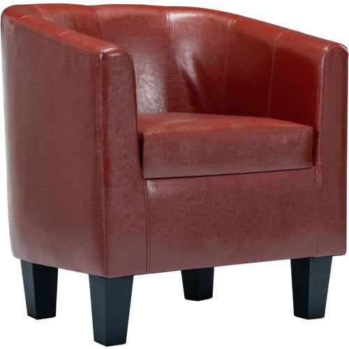 Fotelja od umjetne kože crvena boja vina slika 2