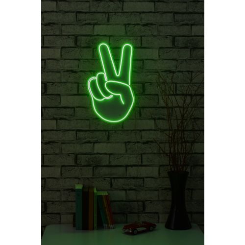 Wallity Ukrasna plastična LED rasvjeta, Victory Sign - Green slika 12