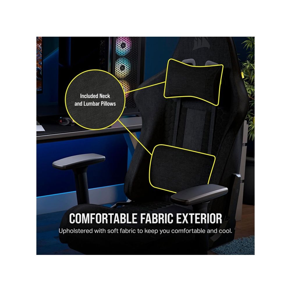 Corsair TC100 Gaming ChairRelaxed, Fabric Black/Black120kg slika 3