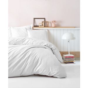 Stripe - White White Satin King Quilt Cover Set (FR)