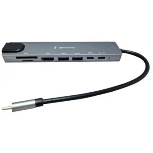 A-CM-COMBO8-05 * Gembird USB HUB Type-C 8-in-1 multi-port adapter USB-C+USB-A+HDMI+PD+card+RJ45 1299 slika 1