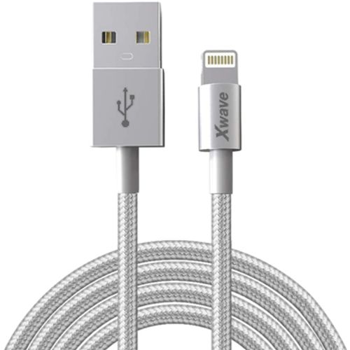 Xwave Kabl USB IPHONE 2M 3A,lightning aluminium,upleteni srebrni slika 2