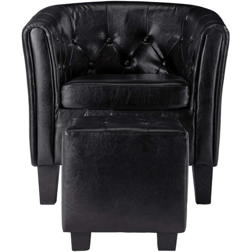 Fotelja od umjetne kože s osloncem za noge crna slika 3