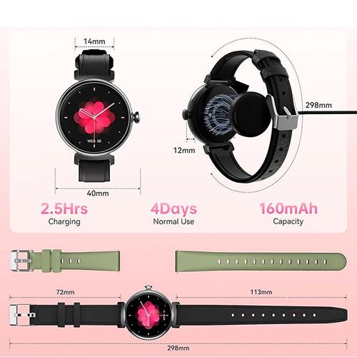 Oukitel BT30 Smart Watch for Women 160mAh/Heart rate/SpO2/Blood Preasure/Accelerometer/Crna slika 2