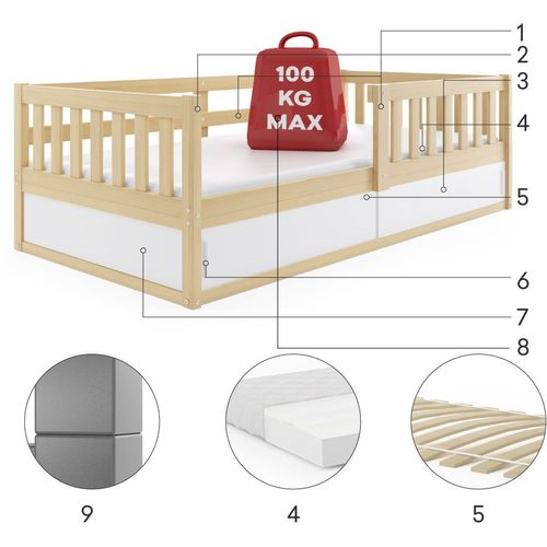 Smart Krevet Sa Fiokom i Dušekom 160X80 slika 4