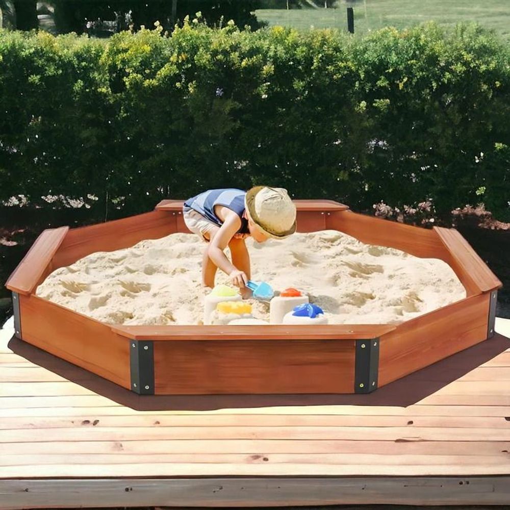 Kinder Home Drveni pješčanik sa vodootpornom navlakom Octagon, 198cm slika 1