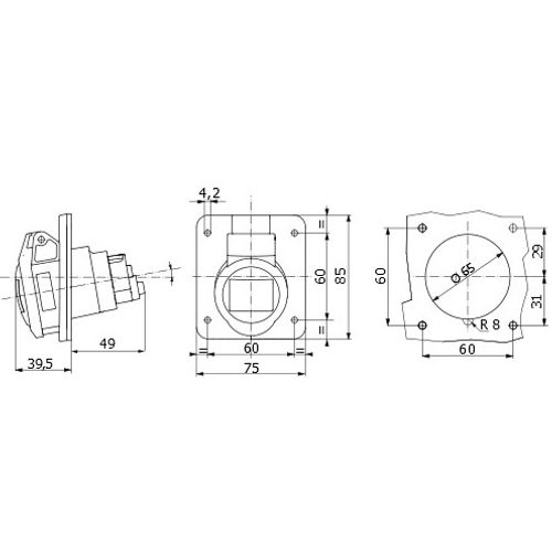 Gewiss IEC309HP, Utičnica ugr. 10°, 3P+N+E 32A 380-415V, IP44/IP55 slika 2