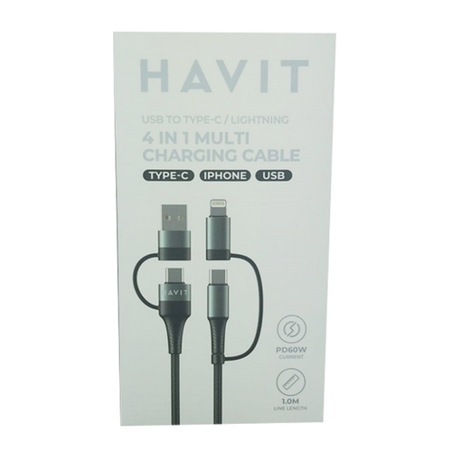 HAVIT 4-u-1 punjački kabel USB / USB-C na USB-C / Lightning, 1M slika 3