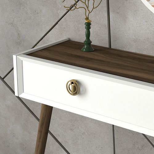 Woody Fashion Stol za posuđe, Bijela boja Orah, Nadya Aynalı - White, Walnut slika 5