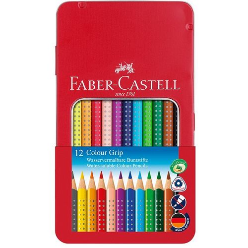Drvene bojice Faber Castell Grip Sparkle pastel metalna kutija 1/12 201910 slika 1
