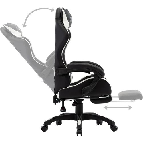 Igraća stolica od umjetne kože s osloncem za noge bijelo-crna slika 34