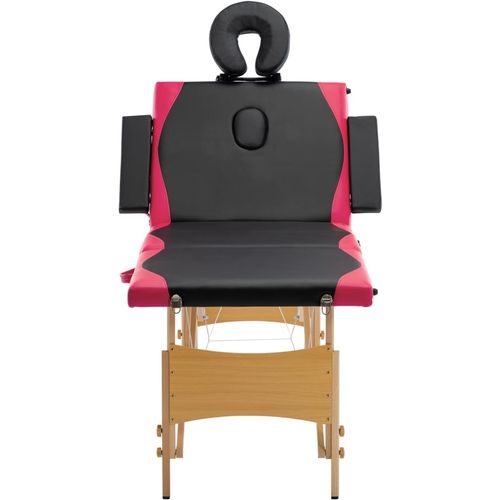 Sklopivi masažni stol s 4 zone drveni crno-ružičasti slika 4