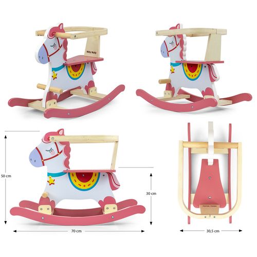 Milly Mally drveni konjić za ljuljanje ružičasti slika 6