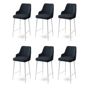 Enox - Set Barskih Stolica u Antracitnoj i Bijeloj Boji (6 Komada)