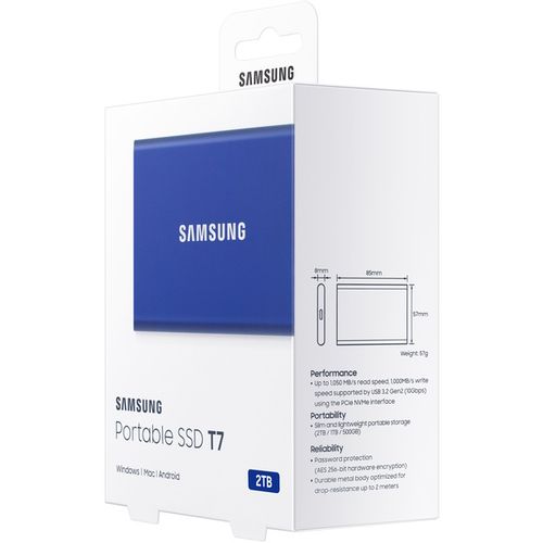 SAMSUNG Portable T7 2TB plavi eksterni SSD MU-PC2T0H slika 10