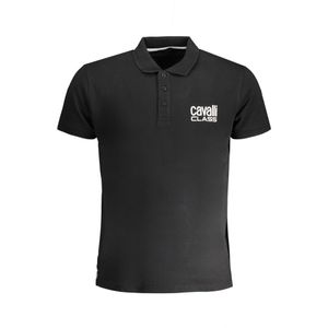 CAVALLI CLASS MEN'S SHORT SLEEVED POLO SHIRT BLACK