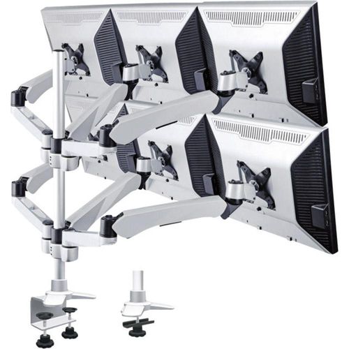 Xergo Flex šesterostruki stalak za ekrane, montaža na stol tehnikom plinskog tlaka žlijebnom i C-spojnicom slika 1