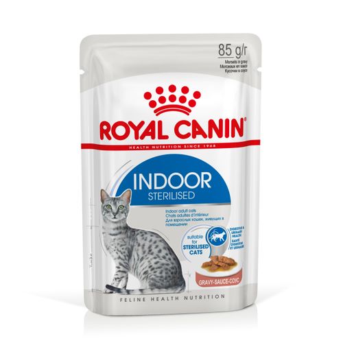 ROYAL CANIN FHN Indoor Gravy, potpuna hrana u vrećici za  odrasle mačke, za mačke koje žive u kući, komadići u umaku, 12x85 g slika 1