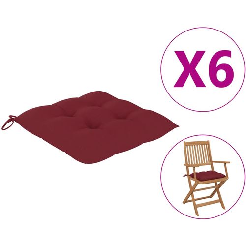 Jastuci za stolice 6 kom crvena boja vina 40x40x7 cm od tkanine slika 7