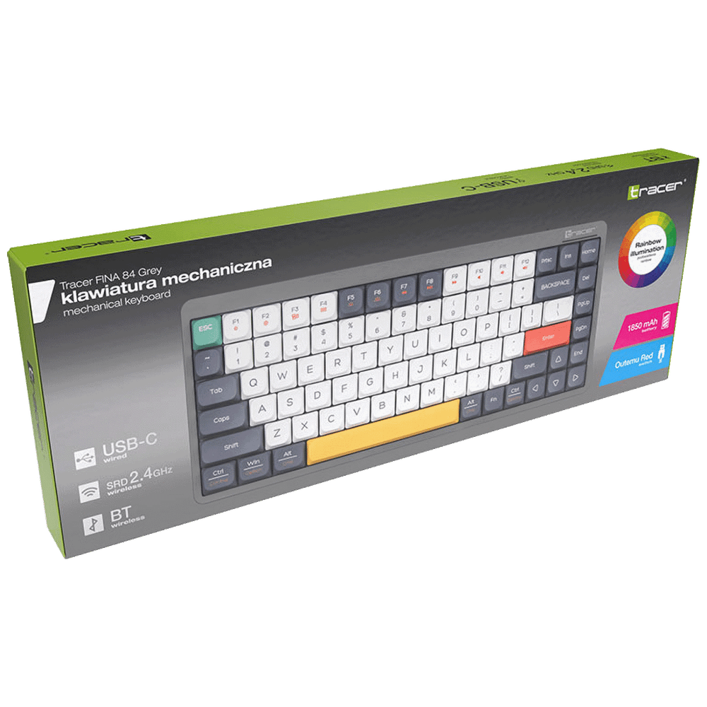 Tracer Tastatura sa osvjetljenjem, USB/BT/WiFi, gaming, mehanička - FINA 84 Grey slika 6