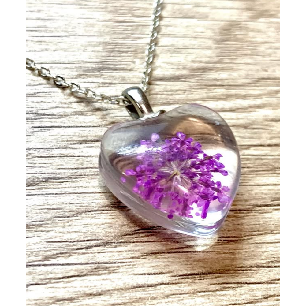 Ogrlica Flower in Heart, Purple slika 3