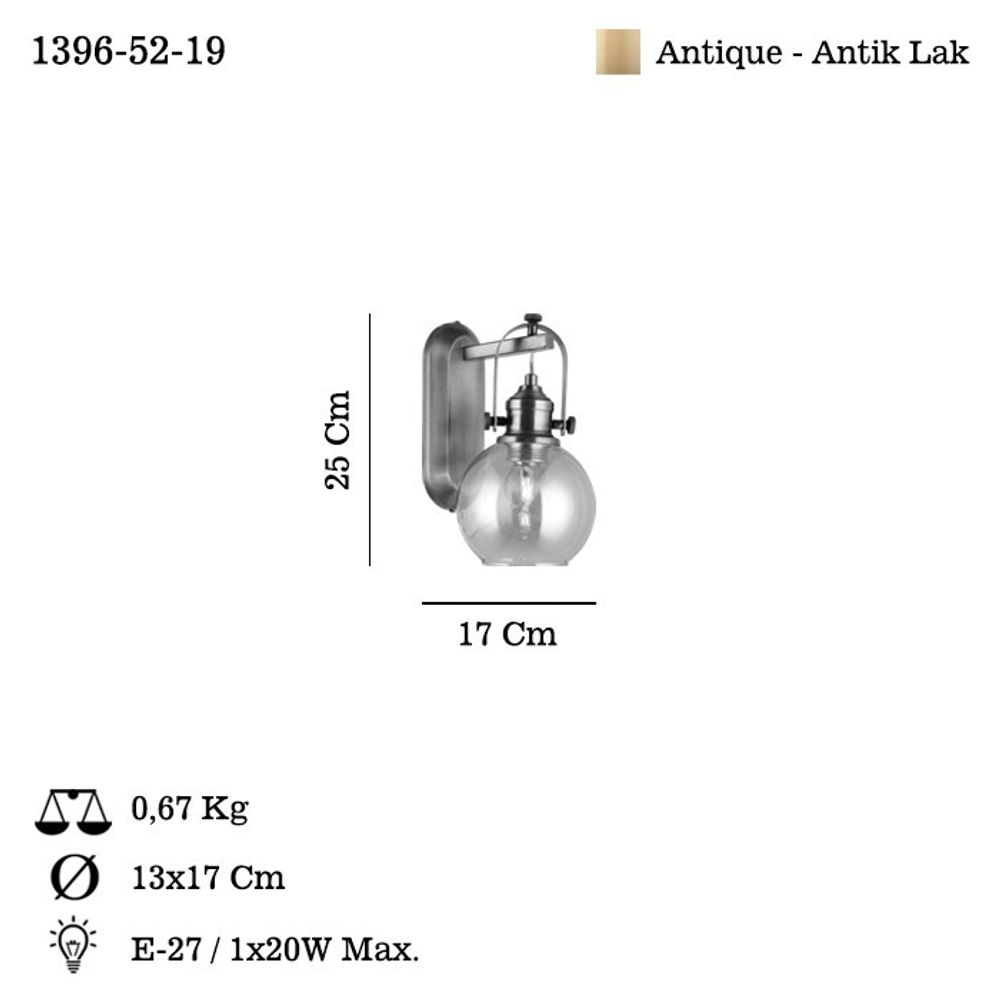 Ponte - 52-19 Antik Wall Lamp slika 3