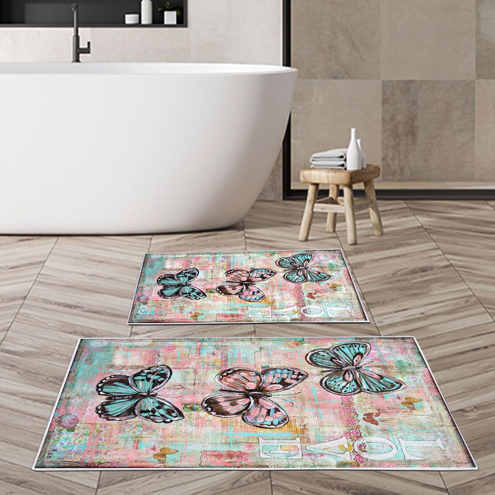 Set višebojnih prostirki za kupatilo KT417 (2 komada) slika 1