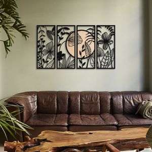Ginkgo Wood - APT601MS Crno-Bež Ukrasni Metalni Zidni Dodatak