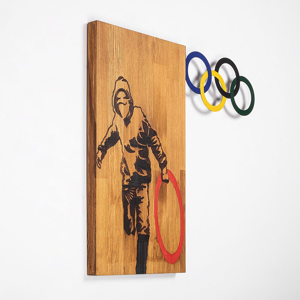 Dekorativni Drveni Zidni Ukras 'Banksy - 14 Walnut' u Crnoj Boji slika 6