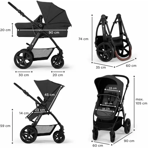 Kinderkraft Kolica Moov CT 3u1 MINK PRO, crna slika 2