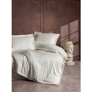 Satin set za pokrivač s jednim pokrivačem (DE) Stripe, boja: ecru