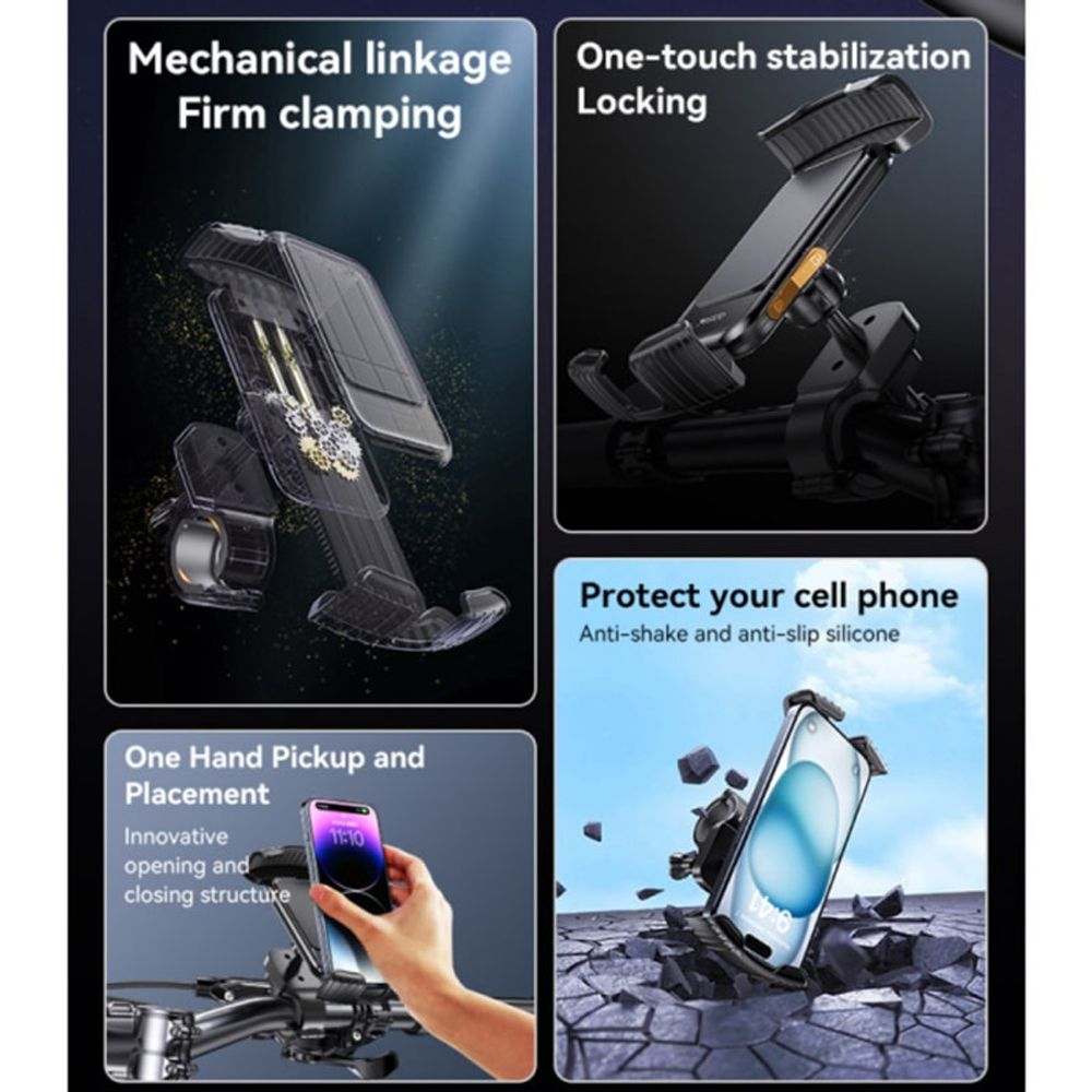 Držač za motocikl Yesido C249 za mobitele od 4.8"- 6.8" inča crni slika 4
