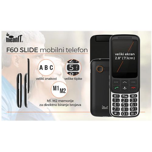 MeanIT mobilni telefon, 2.8" ekran ( 7.1 cm ), Dual SIM - F60 SLIDE slika 2