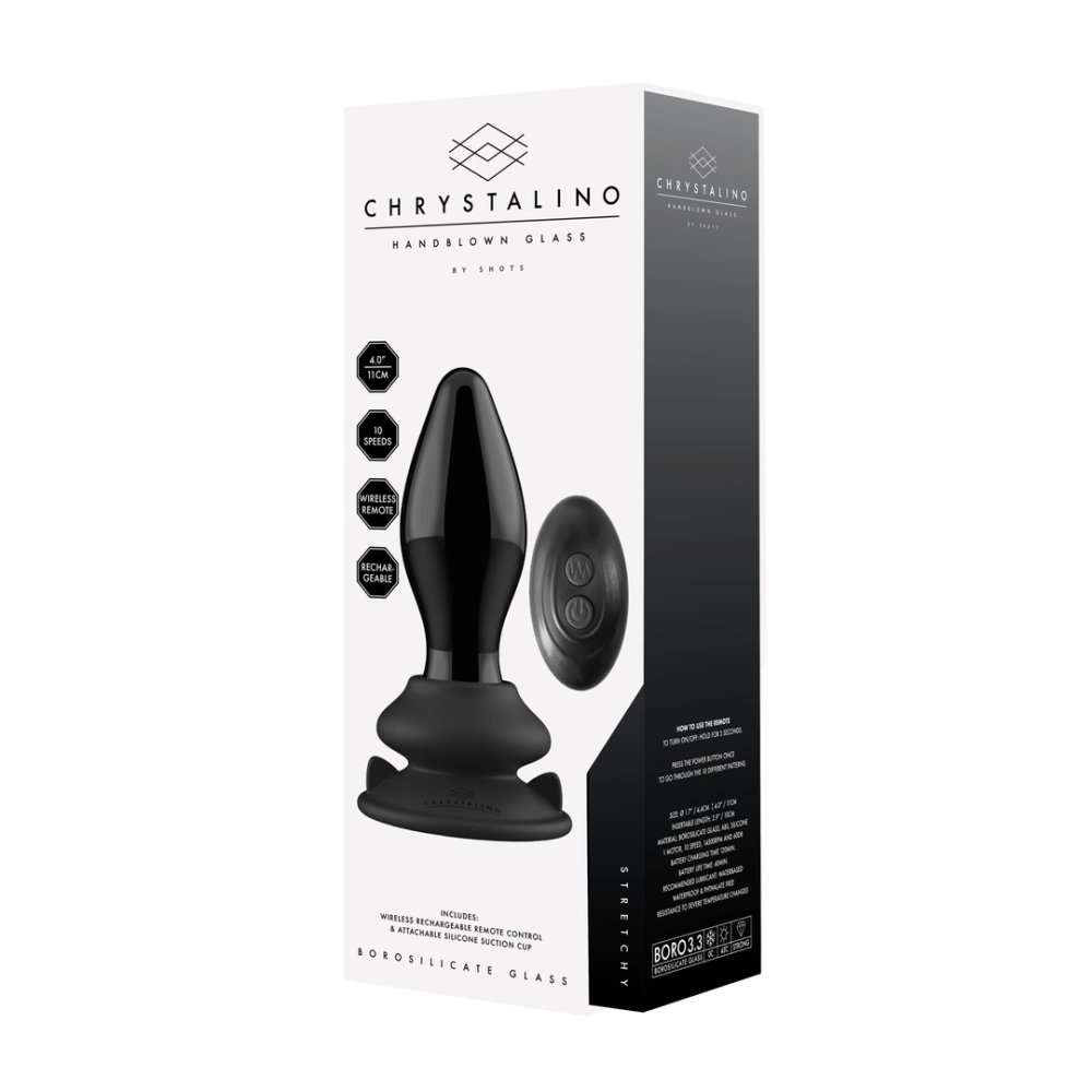Chrystalino by Shots Stretchy - stakleni vibrator s vakuumskom čašicom slika 4