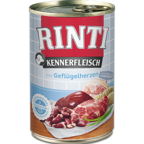 RINTI Kennerfleisch mit Geflugenherzen, hrana za pse sa srcima peradi, 400 g slika 1