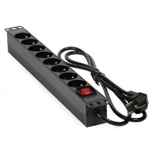 Masterlan 19" distribution panel 8x230V, black, 1,4m, aluminium