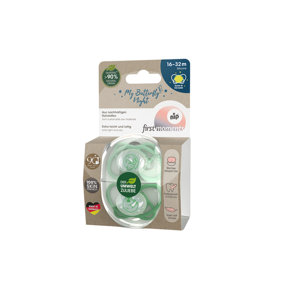 nip® Duda varalica My Butterfly Night 16-32mj (veličina 3) - Silikon, 2kom Zelena slika 3