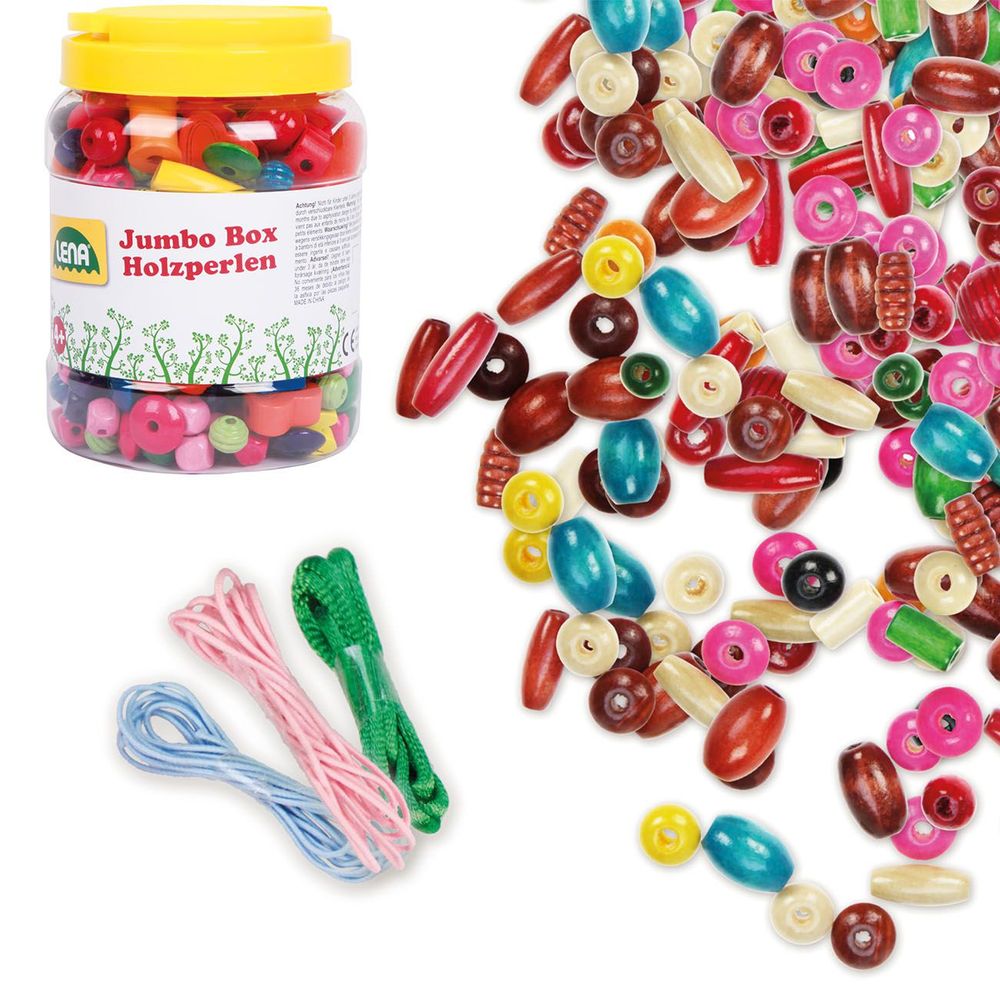 Šarene drvene perle i konci u Jumbo kutiji slika 1