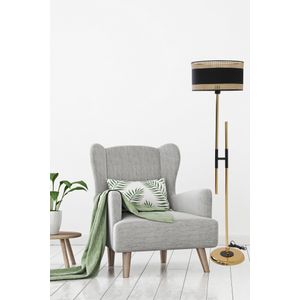 Felix Gold Lambader Silindir 03 Rattan Abajurlu Gold Floor Lamp