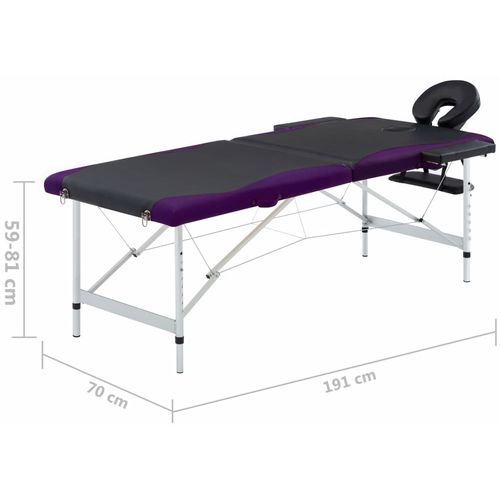 Sklopivi masažni stol s 2 zone aluminijski crno-ljubičasti slika 9