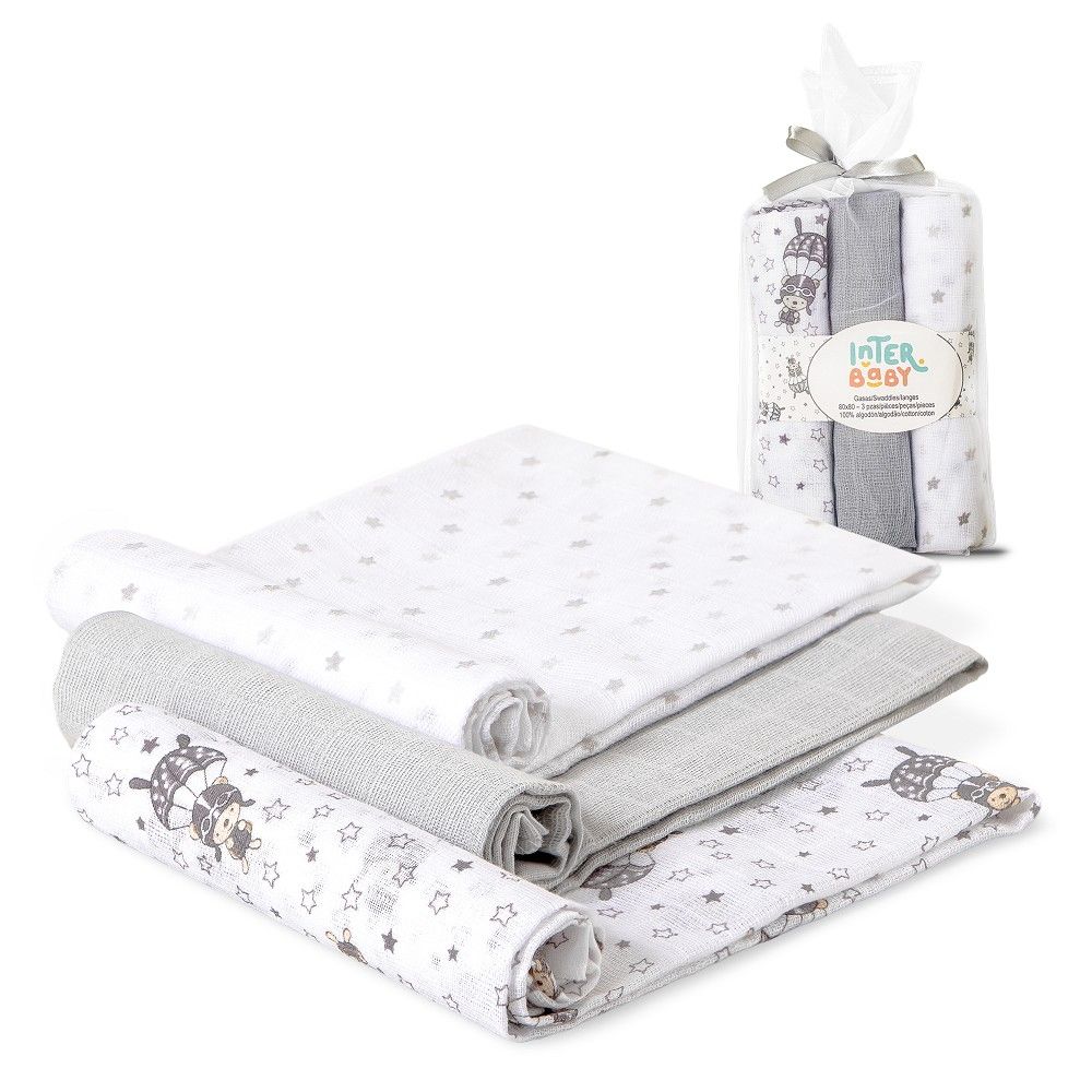 InterBaby tetra pelene Padobranac Sivo 80x80 - 3 kom slika 1