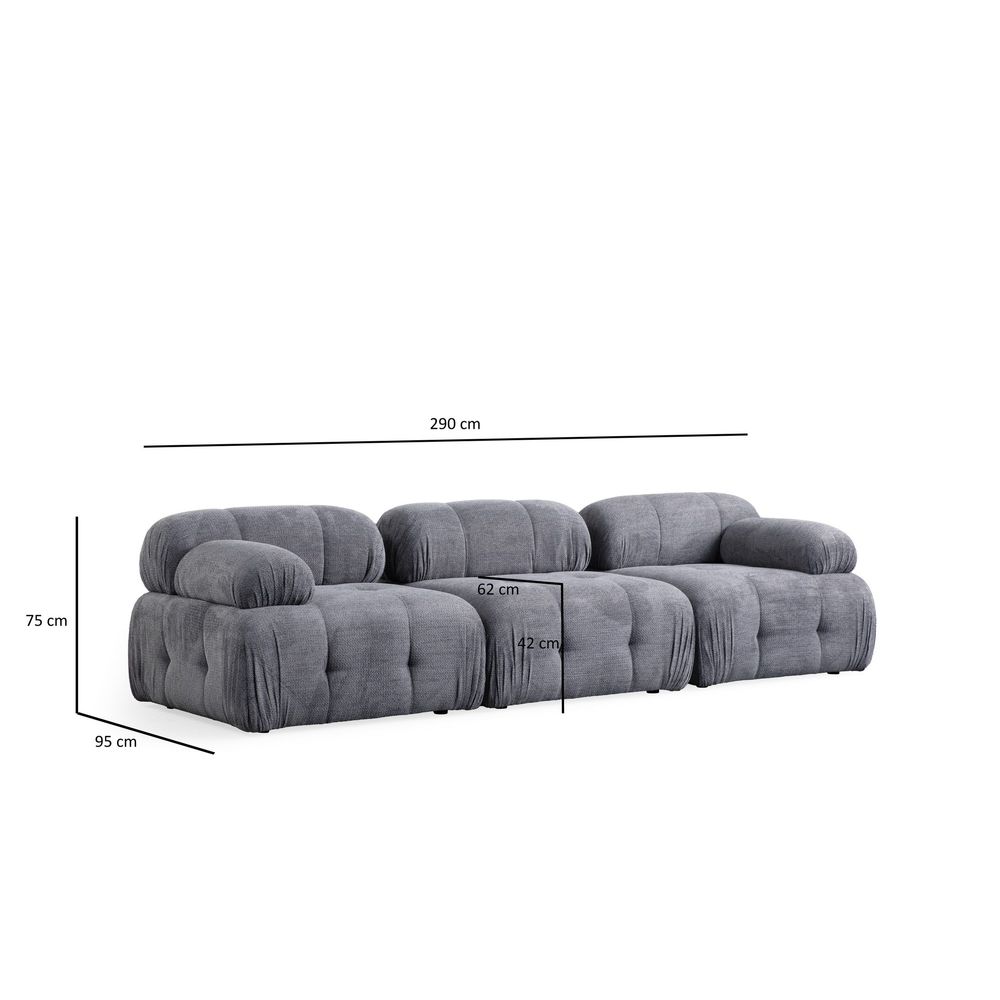 Petite 3 - Siva Troosjedna Sofa slika 13
