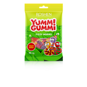 Roshen Yummi Gummi gumeni bomboni fizzy worms 70g