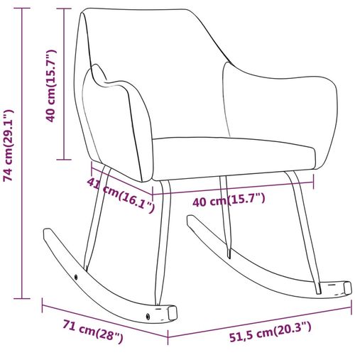 Stolica za ljuljanje smeđa baršunasta slika 8