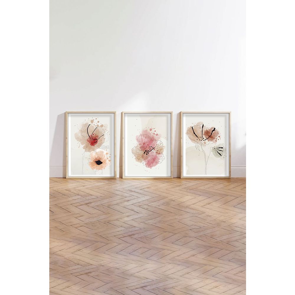 Huhu205 - Dekorativno Slikarstvo u Okviru, 50 x 35 cm, Višebojno (Set od 3 Komada) slika 4