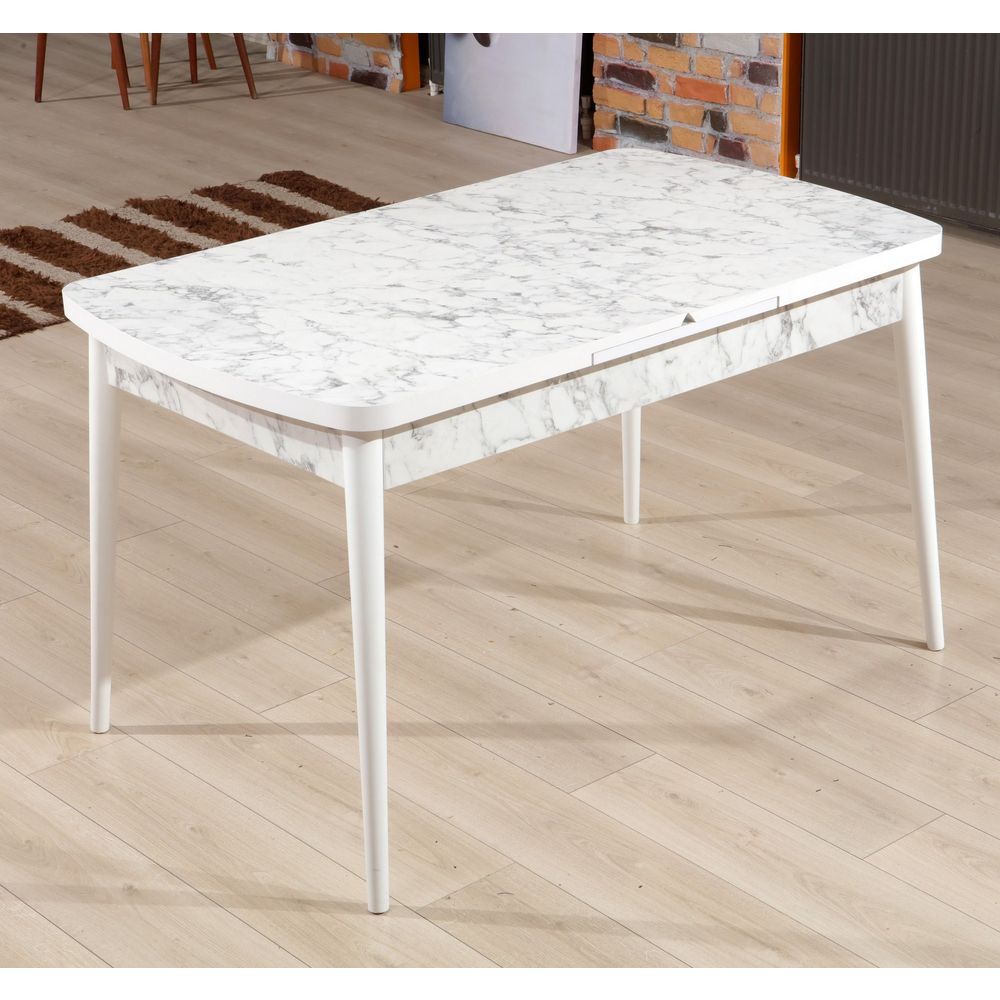 Carrara - Produživi Sto za Jelo u Bijeloj i Sivoj Boji slika 1