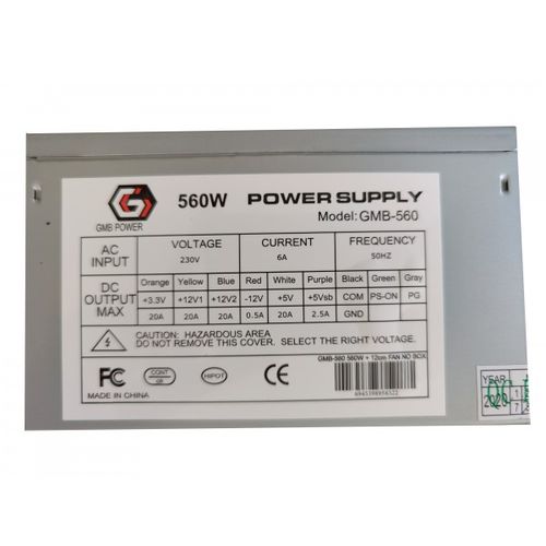 GMB-560-12 bez kutije ** Gembird napajanje 560W 12cm FAN, 20+4pin, 4pin 12V,2xSATA 2xIDE (1065) slika 3