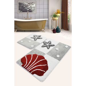 Deniz Yildizi - Grey Multicolor Acrylic Bathmat Set (2 Pieces)